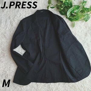 ■極美品・希少■M相当■J.PRESS ジェイプレス サマーテーラードジャケット アイコン シアサッカー 2B 軽量 ウォッシャブル 洗える 春夏 黒