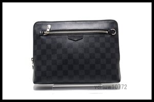 RFIDタグ近年希少美中古■LOUIS VUITTON ダミエグラフィット ポーチ レザー セカンドバッグ クラッチバッグ ルイヴィトン■1128nc192082