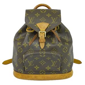 本物 ルイヴィトン LOUIS VUITTON LV ミニ モンスリ モノグラム リュックサック バックパック ブラウン M51137