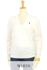 新品 アウトレット A052 レディース XLサイズ Vネック ピーマコットン セーター polo ralph lauren ポロ ラルフ ローレン WHITE