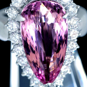 B9920 逸品大粒ピンクトパーズ９．２３ct 天然絶品ダイヤモンド１．３６ct 最高級Pt900無垢セレブリティリング