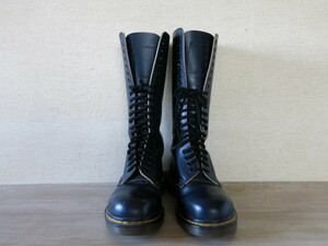 【中古品】Dr.Martens・ドクターマーチン＊ネイビー「20ホールブーツ」22.0・UK3＊英国製・ビンテージ・旧ロゴ・旧タグ・レデイース