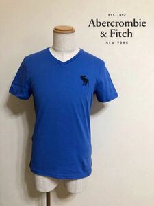 【新品】 Abercrombie & Fitch アバクロンビー&フィッチ ビッグ アイコン Vネック Tシャツ サイズM 180/96A 半袖 635694940 ブルー