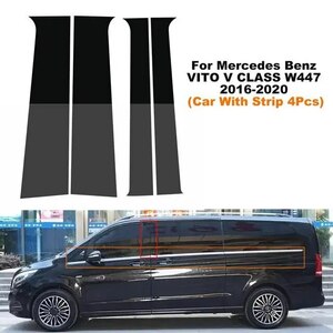 メルセデスベンツ用ブラックステッカー,光沢のある車の柱,ドア窓用,トリムカバー,クラスw447 2016-2020 bc,4個