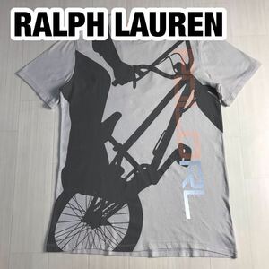 POLO RALPH LAUREN ポロ ラルフローレン 半袖Tシャツ XL ライトグレー プリントロゴ ビッグロゴ