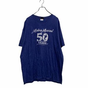 BLUE84 半袖 プリントTシャツ XL ブルー ビッグサイズ クルーネック 50YEARS 古着卸 アメリカ仕入 a606-7004