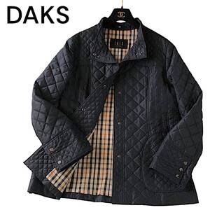 D37◆極美品 ダックス DAKS 大きいサイズ 40 L XL 前後 軽量 ハウスチェック キルト キルティング コート ジャケット 羽織り 美ライン 秋冬