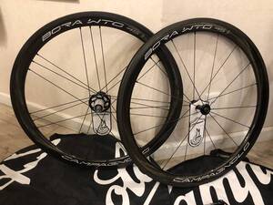 リムブレーキの究極役満ホイール！CAMPAGNOLO BORA WTO45 AC3 シマノボディ　ワイドカーボンクリンチャー/チューブレス 1400g 走行距離極少