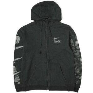 BLACK COMME des GARCONS x NIKE ブラックコムデギャルソン ナイキ 18AW 別注 ロゴプリント スウェットジップアップパーカー 1B-T106 L