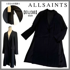 ALL SAINTS オールセインツ ロングジャケット サイドスリット モード おしゃれ スタイルアップ フォーマル お呼ばれ 黒 ブラック