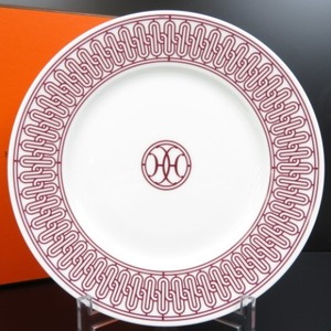 77032HERMES エルメス 未使用品 22.5cm 陶器　食器　プレート　インテリア 皿 ホワイト