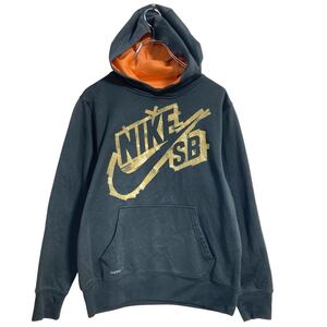 NIKE SB プリントスウェット パーカー キッズ L ブラック オレンジ ナイキ プルオーバー スポーツ ポケット 古着卸 アメリカ仕入 a611-7413