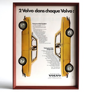 VOLVO ボルボ 1970年 140シリーズ フランス ヴィンテージ 広告 額装品 スウェーデン 旧車 インテリア フレンチ ポスター 稀少