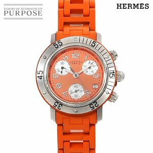 エルメス HERMES クリッパー ダイバー クロノグラフ CL2 316 レディース 腕時計 デイト オレンジ 文字盤 クォーツ Clipper 90224824