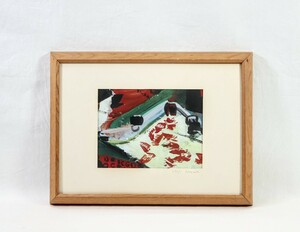 真作 岩崎正 1971年初期作 油彩「Untitled」画寸 20cm×15cm 東京都出身 愛知県立芸術大学教授 独自の抽象表現を研鑽した秀作 8171