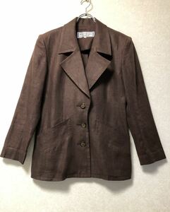 YSL Yves Saint Laurent vintage LINEN JACKETイヴサンローラン ヴィンテージ リネン ジャケット 茶系 レディース M 麻 old 三陽商会 上着