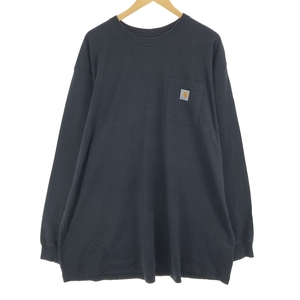 古着 ビッグサイズ カーハート Carhartt ORIGINAL FIT 無地ポケットロングTシャツ ロンT メンズXXXL /eaa430474