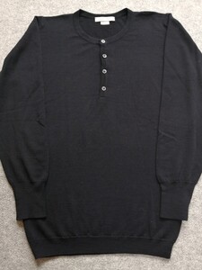 【貴重】JOHN SMEDLEY ジョンスメドレー 30G メリノウール ヘンリーネック ニット