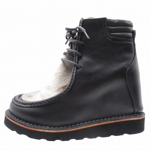 極美品 11aw ミハラヤスヒロ GIANT PARABOOT ジャイアント パラブーツ 厚底 アザラシ ファー レザー インヒールブーツ シューズ 靴 25.0