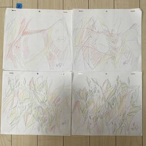 管2 聖闘士星矢 背景原画（下書き原画）岩シーン　４枚セット　当時物・貴重な品！！