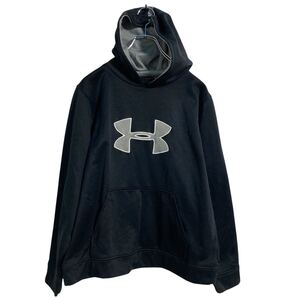 UNDER ARMOUR ロゴスウェット パーカー アンダーアーマー キッズ 160 程 ブラック プルオーバー スポーツ 古着卸 アメリカ仕入 a610-7941