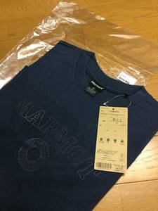 Marmot マーモット Organic-Cotton College Logo Tee オーガニックコットンカレッジロゴ Tシャツ 半袖 カットソー ネイビー Sサイズ