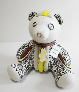 レア★希少 COACH × Keith Haring ◆レザー ベア 白 36cm クマ コレクションドール インテリア オブジェ キースヘリング コーチ ◆F12