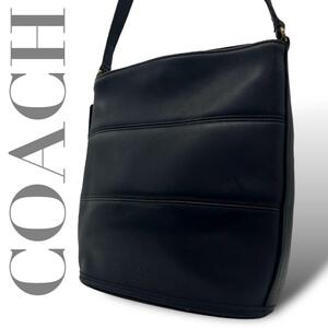 美品 COACH オールドコーチ ショルダーバッグ 9083 T1 黒 ブラック グラブタンレザー vintage rare authentic black 本革 Grained leather