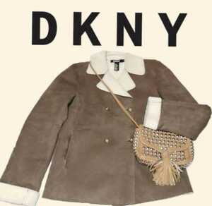 美品★DKNY★ダナキャランニューヨーク★ボア★コート★ファー★茶色★ムートン調★秋★冬★ディーケーエヌワイ★ジャケット★ブラウン