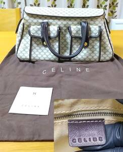 CELINE セリーヌ ハンドバッグ PVC OLD WHT マカダム柄 総柄 トリオンフ ホワイト レザー バッグ ハンドバッグ トートバッグ 手提げカバン