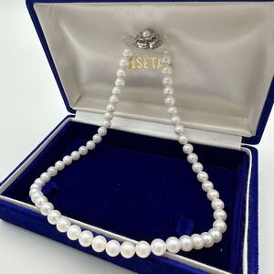 【美品 高級】 照り強!!! あこや アコヤ パール ネックレス 本真珠 7.0~7.5mm 44cm SILVER 刻印 pearl akoya jewelry ホワイト 白 