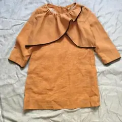 ZARA KIDS ワンピース 110 変形衿 ブラウン