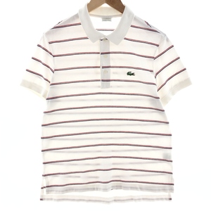 古着 ラコステ LACOSTE フランス企画 ボーダー柄 半袖 ポロシャツ 3 メンズS /eaa382583 【SS2409_30%】