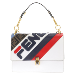 FENDI フェンディ×FILA マニアコレクション カーフレザー ショルダーバッグ ホワイト/マルチ 8BT283 A5PL F15AS ハンドバッグ