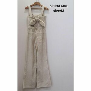 SPIRALGIRL コーデュロイ オールインワン サロペット アイボリー Ｍ