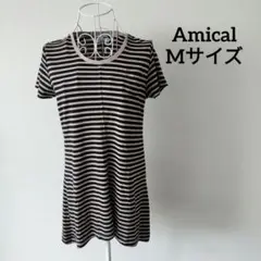 【送料無料】Amical ボーダー センターシーム カットソー チュニック M