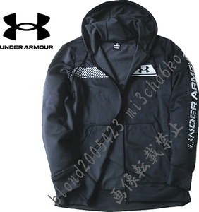 ■新品【UNDER ARMOUR】アンダーアーマー ゴルフに最適 Armour Fleece保温 左腕BIGロゴ パーカージャケット■BK/XL