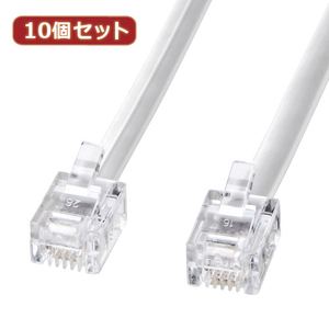 10個セット サンワサプライ モジュラーケーブル(白) TEL-N1-7N2 TEL-N1-7N2X10 /l