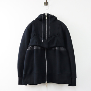 2022AW サカイ sacai Sweat Zip Up Blouson スウェットジップアップブルゾン 1/ブラック 黒 ジャケット バックギャザー【2400013846745】