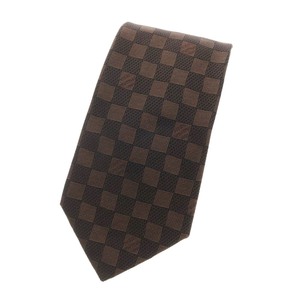 【中古】ルイ ヴィトン LOUIS VUITTON シルク ダミエ柄ネクタイ ブラウン