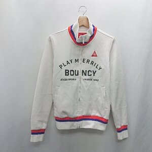 ◇ ⊇ lecoqsportif ロゴプリント刺? 長袖 トラックジャケット サイズM ホワイト レッド ブルー系 レディース メンズ E