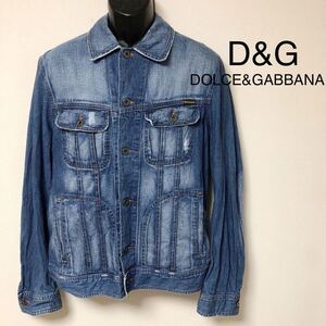 希少モデル /D&G /DOLCE&GABBANA /ドルガバ /ドルチェ&ガッバーナ メンズM 長袖 デニムジャケット ジージャン USED加工 アウター 古着