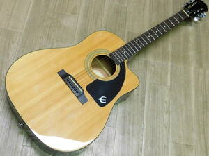 【美品】Epiphone AJ-100CE/N シングルカッタウェイエレアコギター 純正ギグケース付属/C509