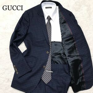 【現行☆極美品】GUCCI グッチ スーツ ブロックチェック ネイビー　セットアップ