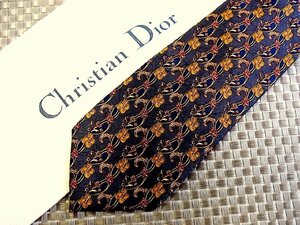 ♪30675C♪良品【花 植物 柄】ディオール【Dior】ネクタイ