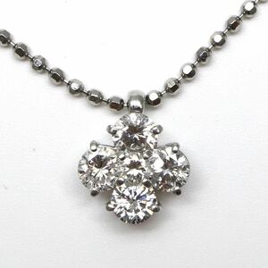 1.00ct up!!◆Pt850/Pt900 天然ダイヤモンドネックレス◆J◎ 約5.4g 約40.0cm diamond jewelry necklace EE0/EE9