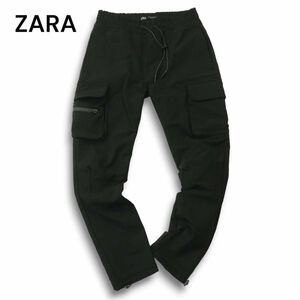 ZARA ザラ マン 現行タグ 秋冬 裏起毛★ イージー ストレッチ ナイロン カーゴ パンツ Sz.30　メンズ 黒　A4B04832_9#Q