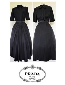 ☆【即決送料無料】PRADAプラダロゴロングドレスワンピースブラック38☆