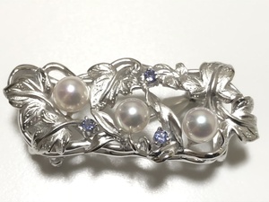 きものやまと 本真珠 タンザナイト SILVER 16.2ｇ 2WAY 透かし蔦の葉細工 ブローチ兼帯留め 美品