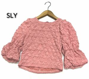 SLY★スライ★（F）030HSZ80-2600 PUFF SLEEVE CUT トップス/スモークピンク系 美品